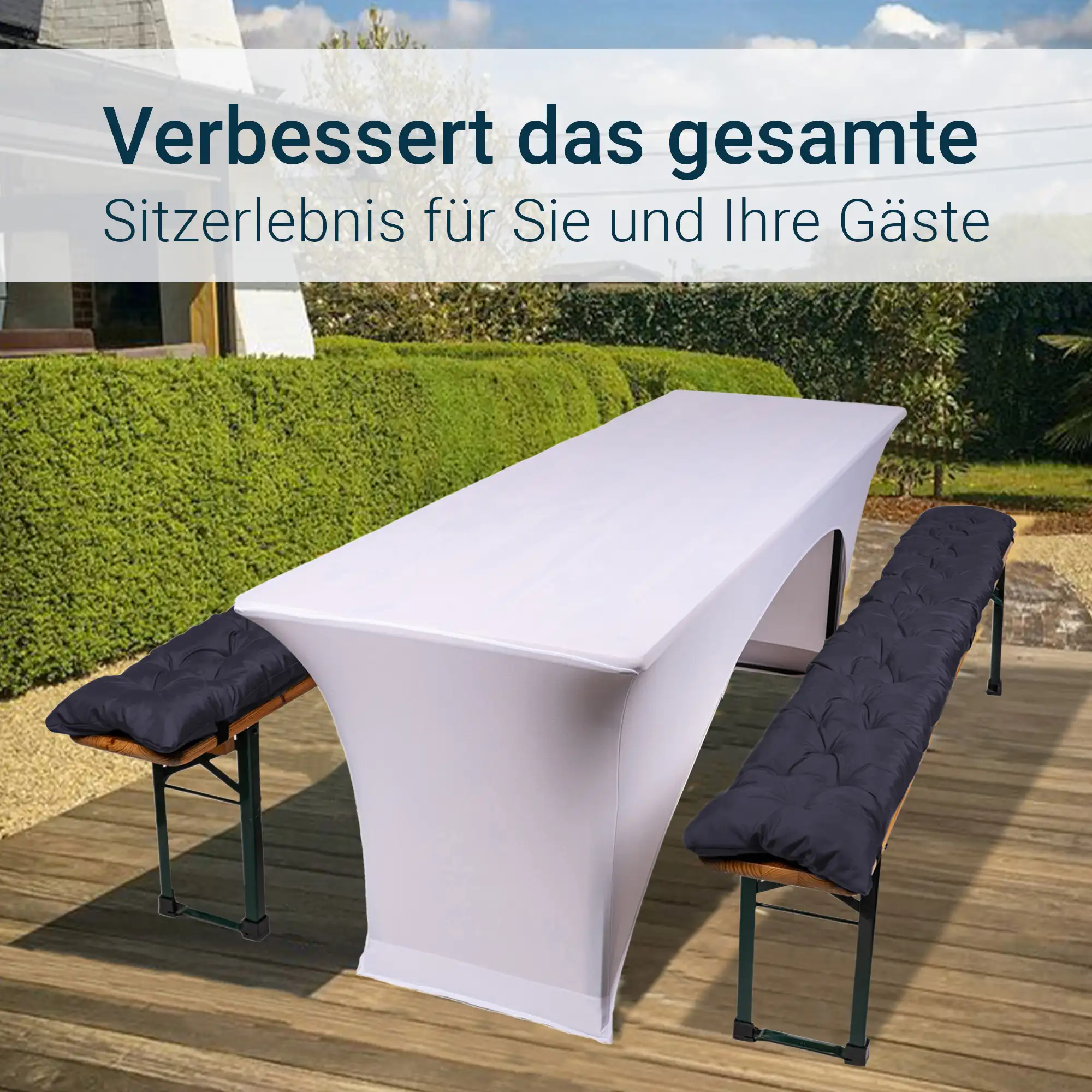 TexDeko® 2er-Set Bierbankauflagen gesteppt – Komfort & Stil für Ihre Bierzeltgarnitur