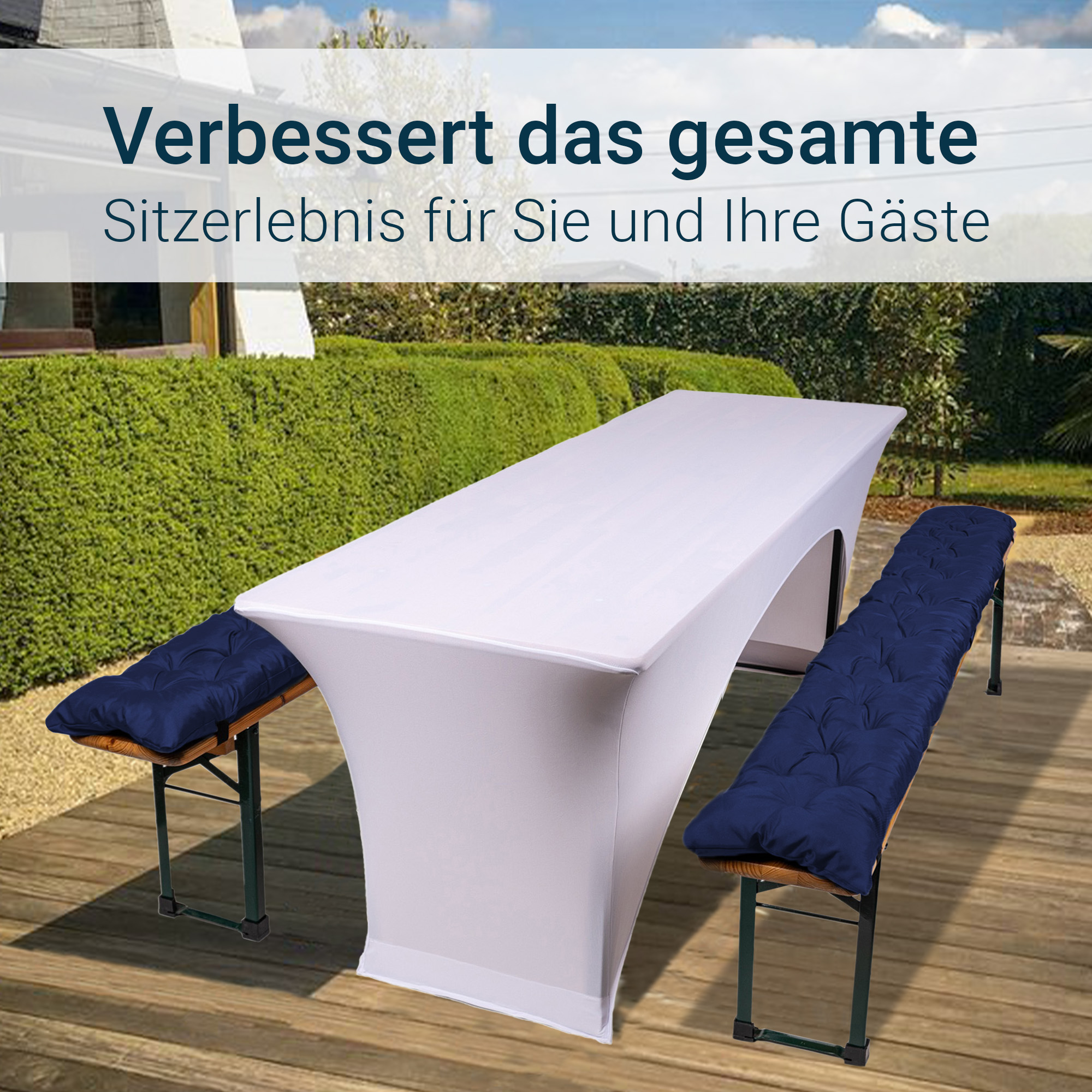 TexDeko® 2er-Set Bierbankauflagen 170x23 cm – Komfort & Stil für Ihre Bierzeltgarnitur