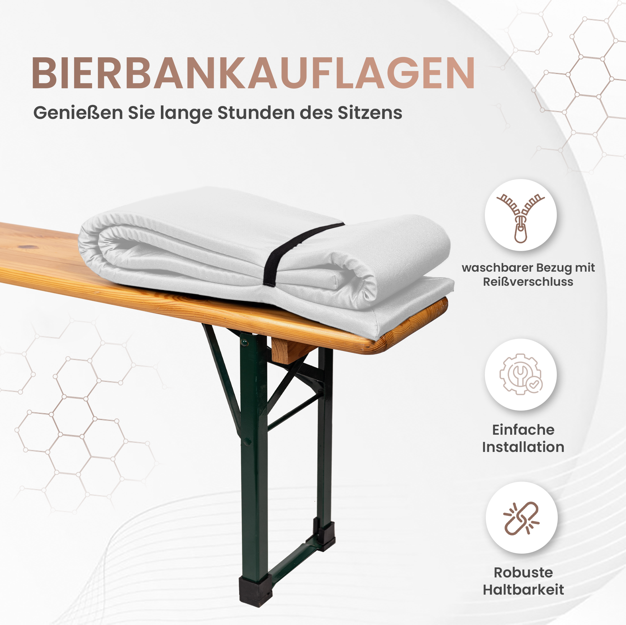 Bierbankauflagen mit Tischdecke 2,2cm hoch 3TLG Set Bierbankauflagen mit Tischdecke 2,2cm hoch 3TLG Set