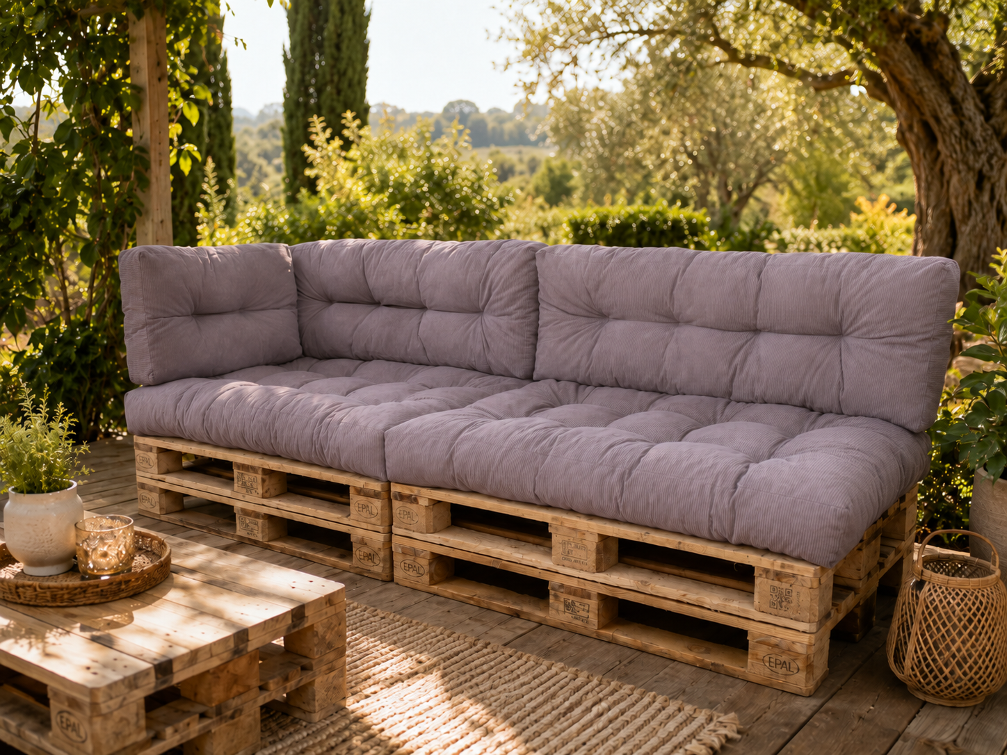TexDeko Garden Cord Palettenkissen aus weichem Cordstoff