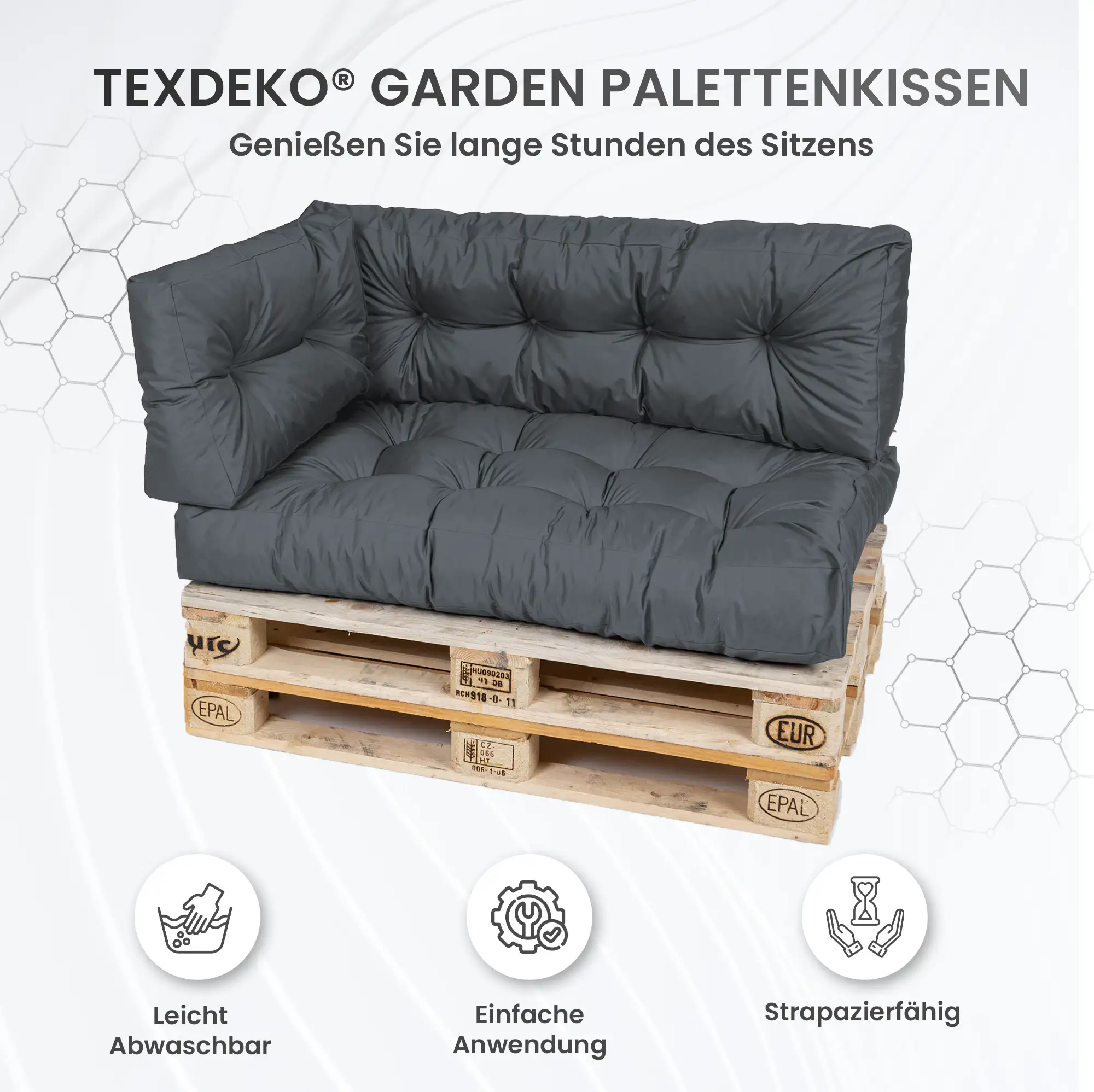 TexDeko Garden Palettenkissen gesteppt wasserabweisend TexDeko Garden Palettenkissen gesteppt wasserabweisend