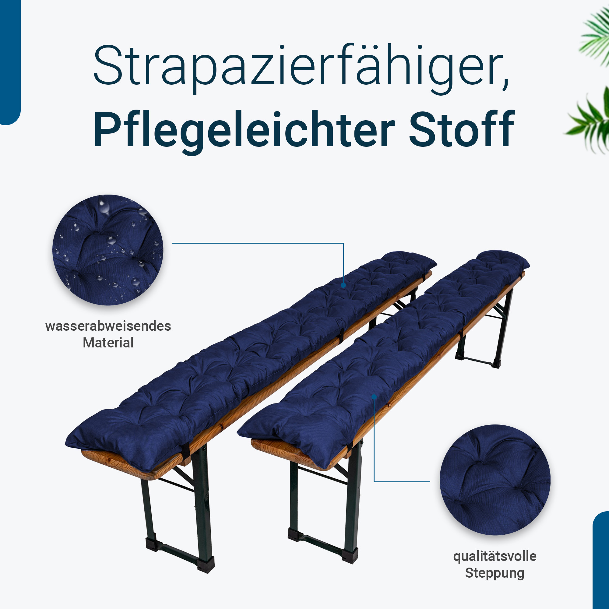 TexDeko® 2er-Set Bierbankauflagen 170x23 cm – Komfort & Stil für Ihre Bierzeltgarnitur