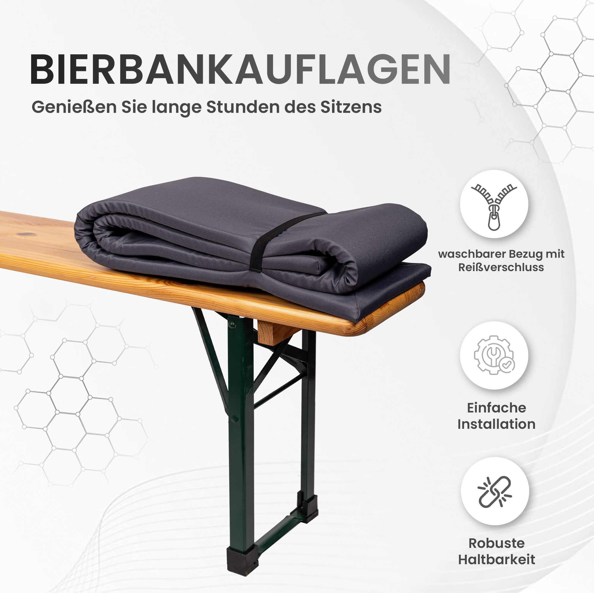 Bierbankauflagen für Bierzeltgarnitur 3TLG SET mit Tischhusse 3/8