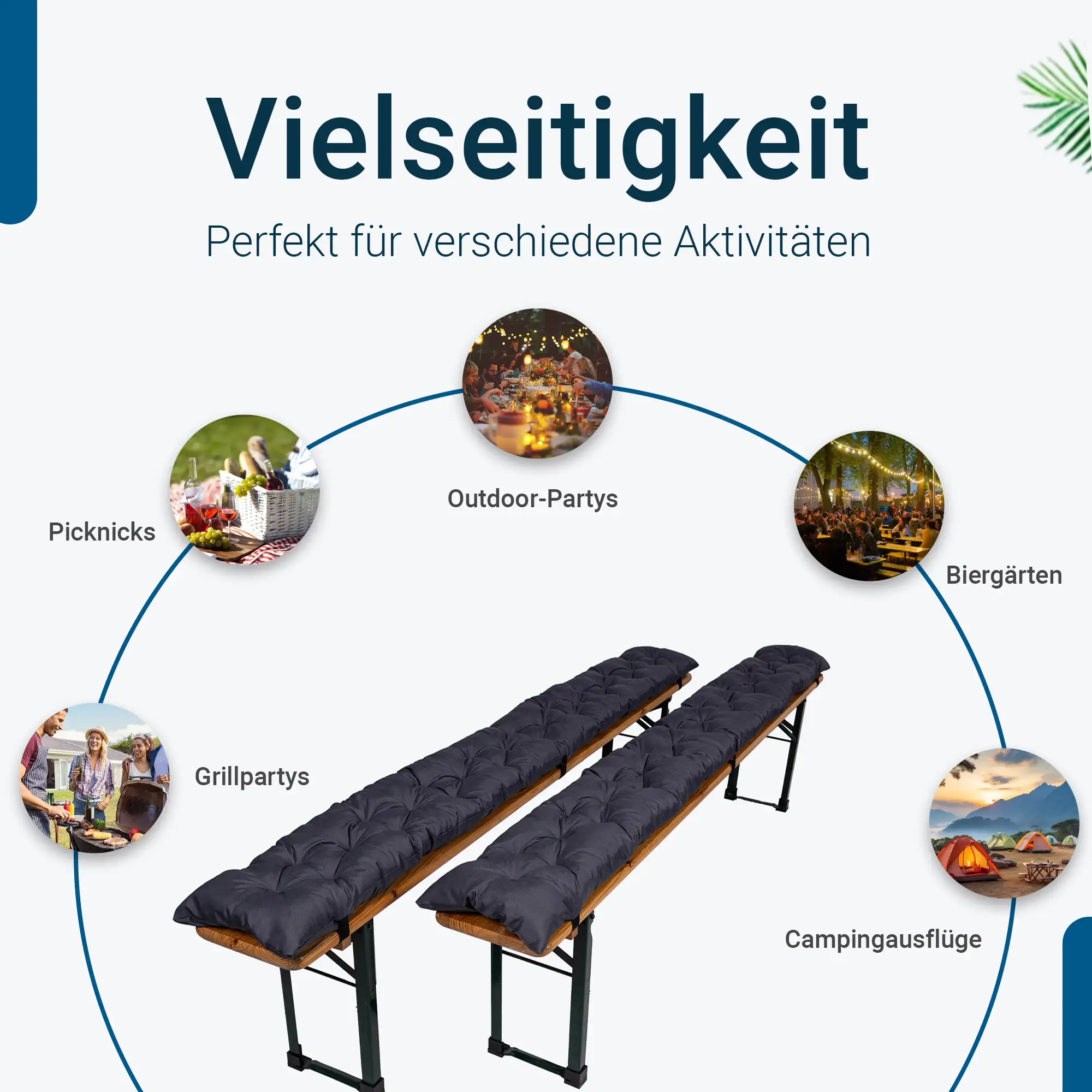 TexDeko® 2er-Set Bierbankauflagen gesteppt – Komfort & Stil für Ihre Bierzeltgarnitur