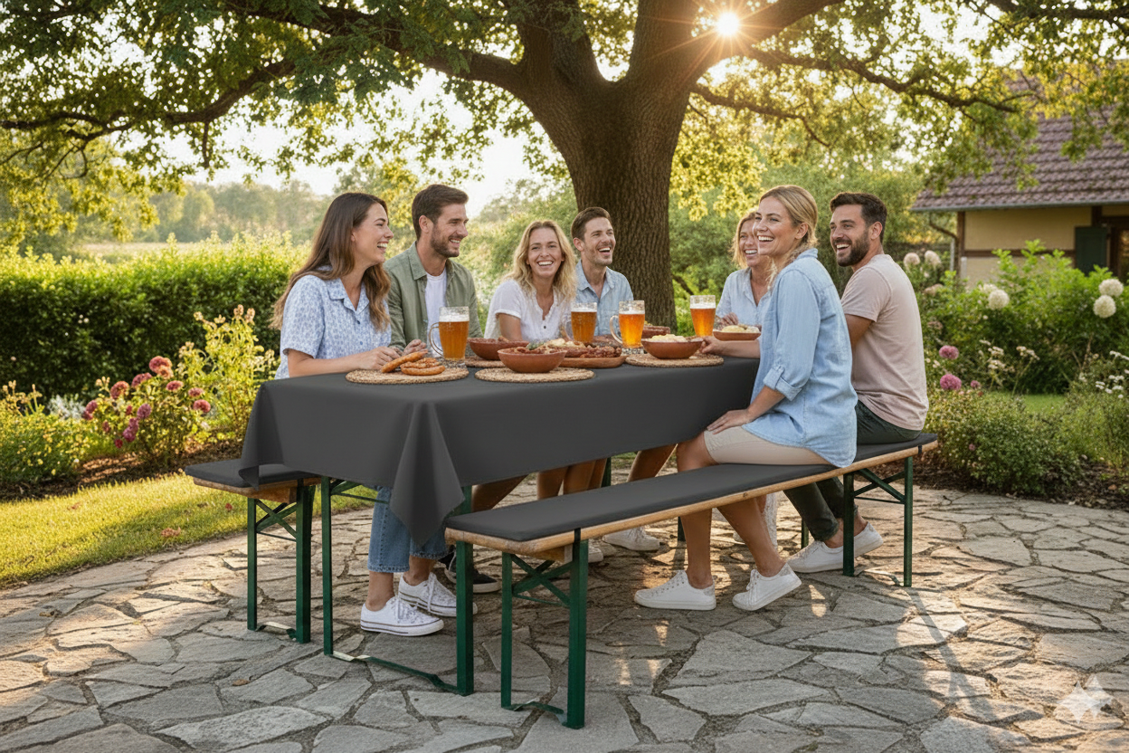 Bierbankauflagen mit Tischdecke 2,2cm hoch 3TLG Set Bierbankauflagen mit Tischdecke 2,2cm hoch 3TLG Set
