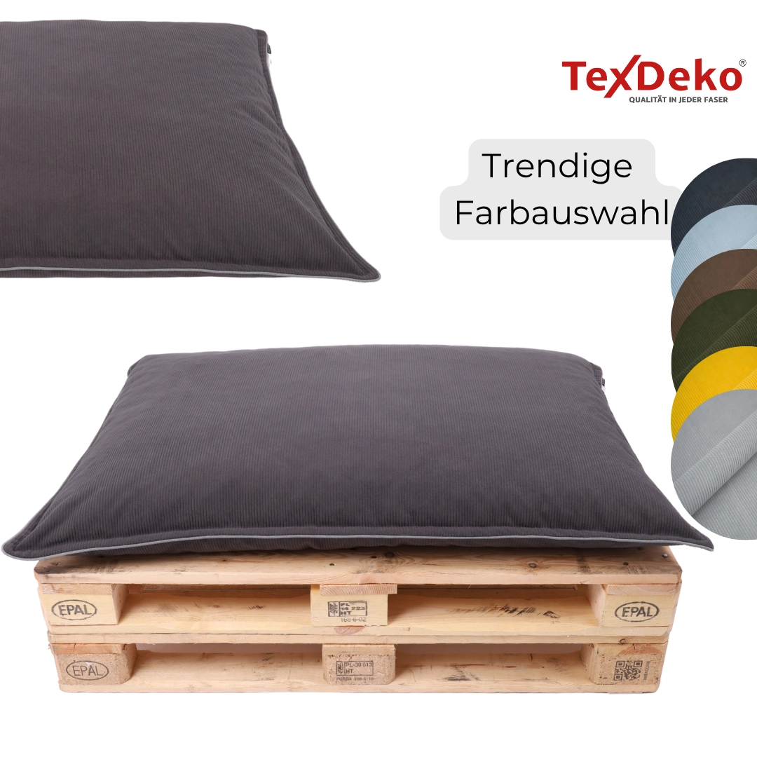 TexDeko Cord 2er Set Dekokissen aus weichem Cordstoff