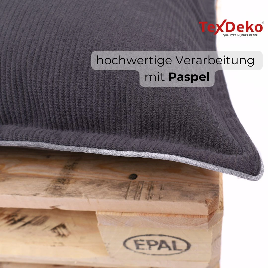 TexDeko Cord Palettenkissen aus weichem Cordstoff