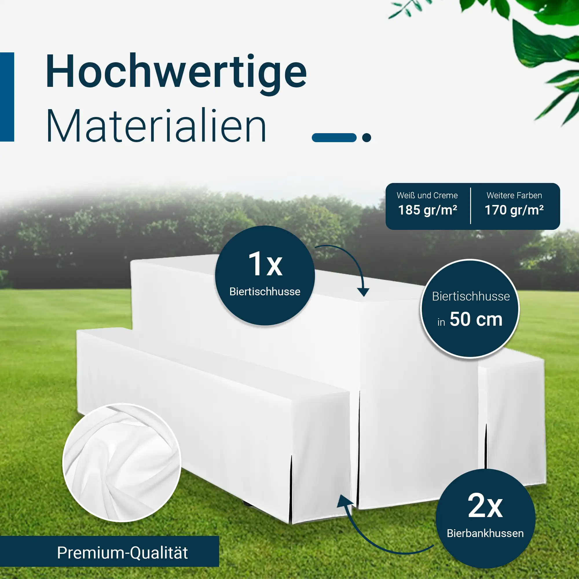 Hussen für Bierzeltgarnitur Premium SET Biertischhussen 220cm Hussen für Bierzeltgarnitur Premium SET Biertischhussen 220cm