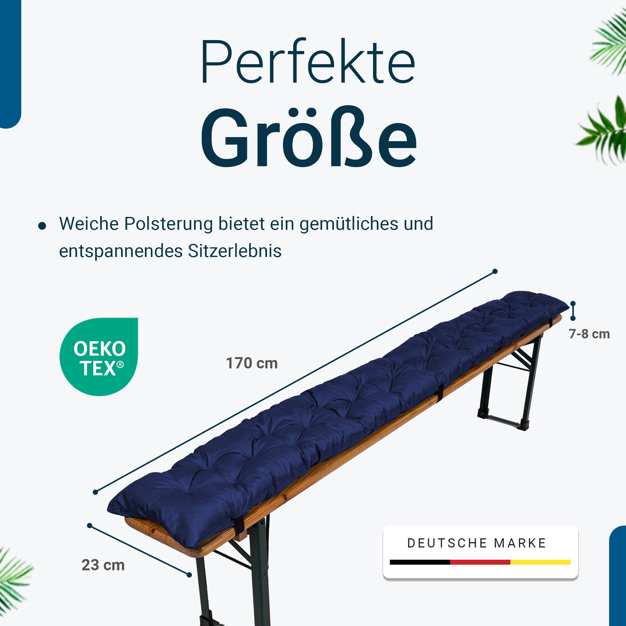 TexDeko® 2er-Set Bierbankauflagen 170x23 cm – Komfort & Stil für Ihre Bierzeltgarnitur