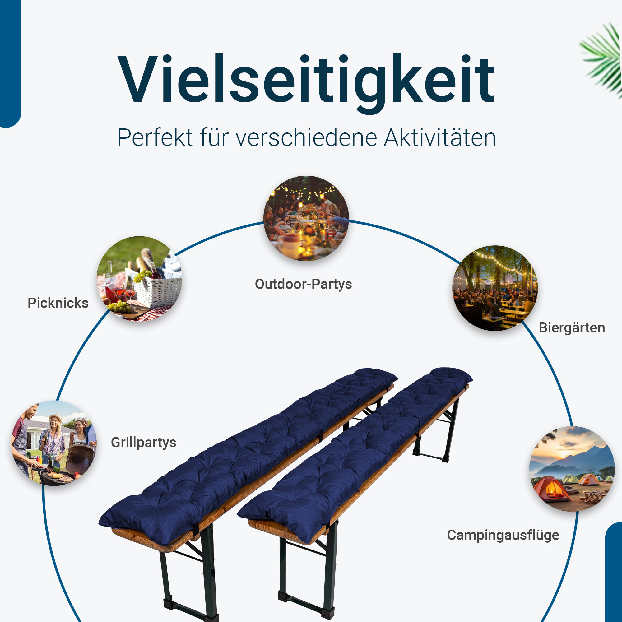 TexDeko® 2er-Set Bierbankauflagen 170x23 cm – Komfort & Stil für Ihre Bierzeltgarnitur