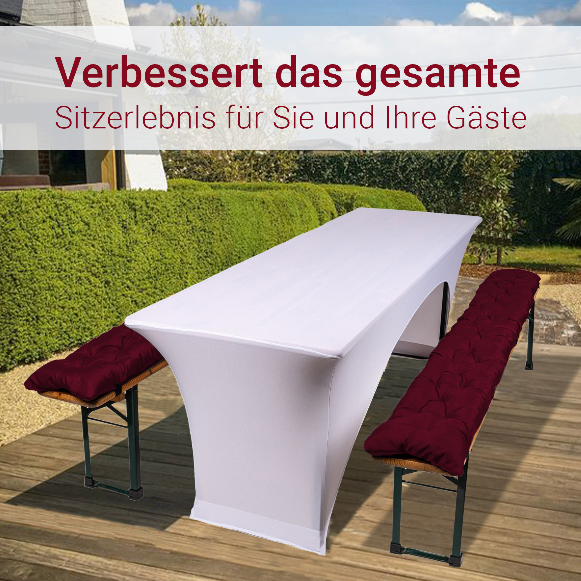 TexDeko® 2er-Set Bierbankauflagen 220x25 cm – Komfort & Stil für Ihre Bierzeltgarnitur