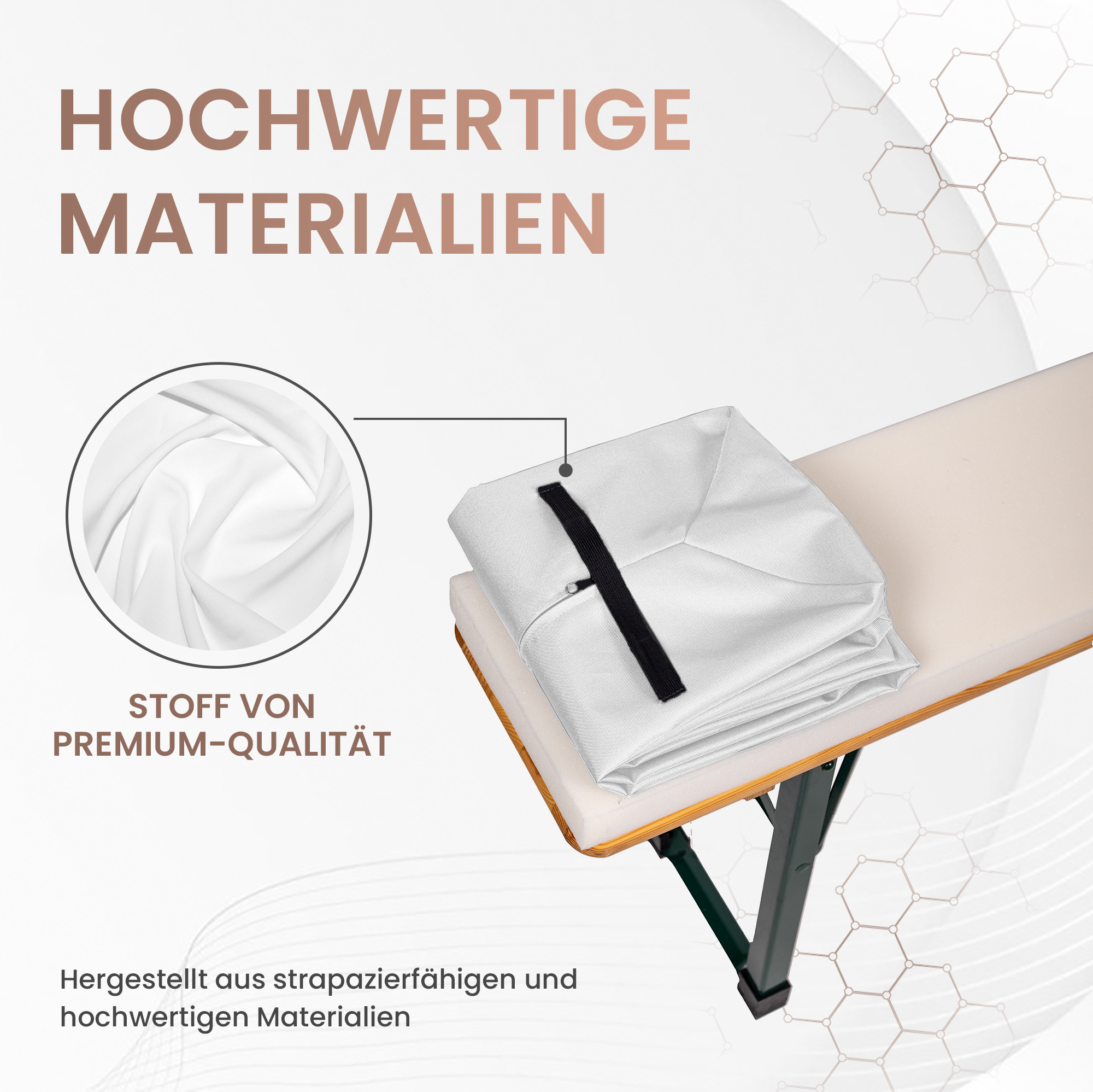 Bierbankauflagen mit Tischdecke 2,2cm hoch 3TLG Set