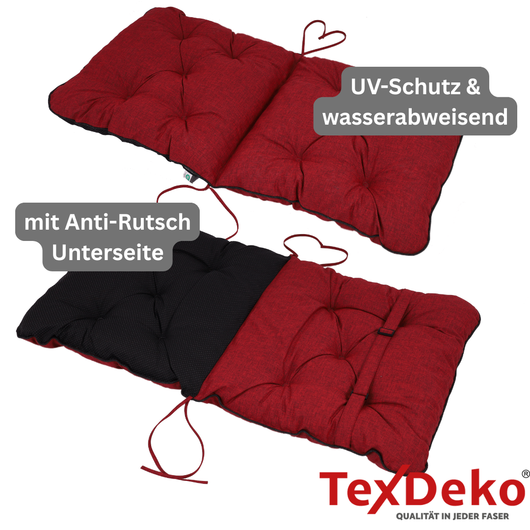 TexDeko Ecolen Gartenstuhlauflage 80 × 40 cm Niedriglehner gesteppt, wasserabweisend